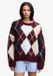 Superdry - Pull en maille argyle brossé décontracté Coupe décontractée - Femme - Bordeaux Marine Argyle - Taille 6