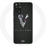 Maniacase Hoesje voor Xiaomi Redmi Note 11 4G Vikings Series Seizoen 6 logo V Zwaard Grijs Zwarte Achtergrond