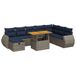 vidaXL 9-delige Loungeset met kussens, polyrattan, acacia, grijs