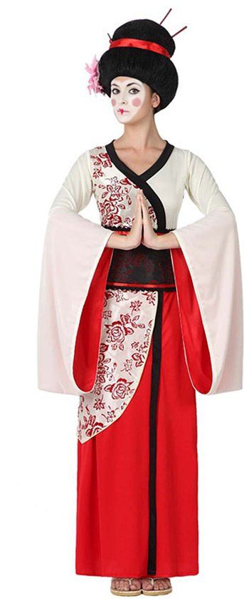 Generik Rood en wit geisha kostuum voor vrouwen - Verkleedkleding
