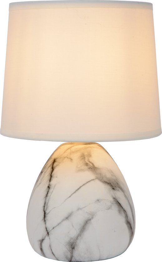 Lucide MARMO Tafellamp - Ø 16 cm - E14 - Wit - Keramiek