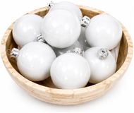 Decoris Boules de Noël - 12 pièces - blanc hiver - verre - 8 cm