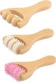 oCreon 3 houten wielen voor handmassage, houten massageapparaat, massageapparaat met handvat, handmatig massageapparaat voor het ontspannen van dijen, benen en handen