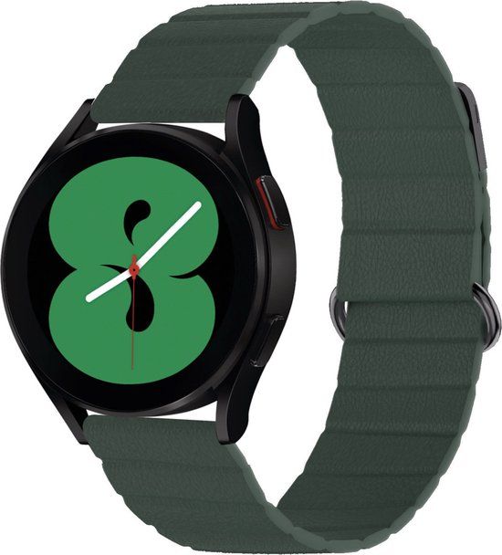 iMoshion Lederen bandje 2.0 - Groen - Geschikt voor Samsung Galaxy Watch 3 / 4 (Classic) / 5 (Pro) / 6 (Classic) - One size
