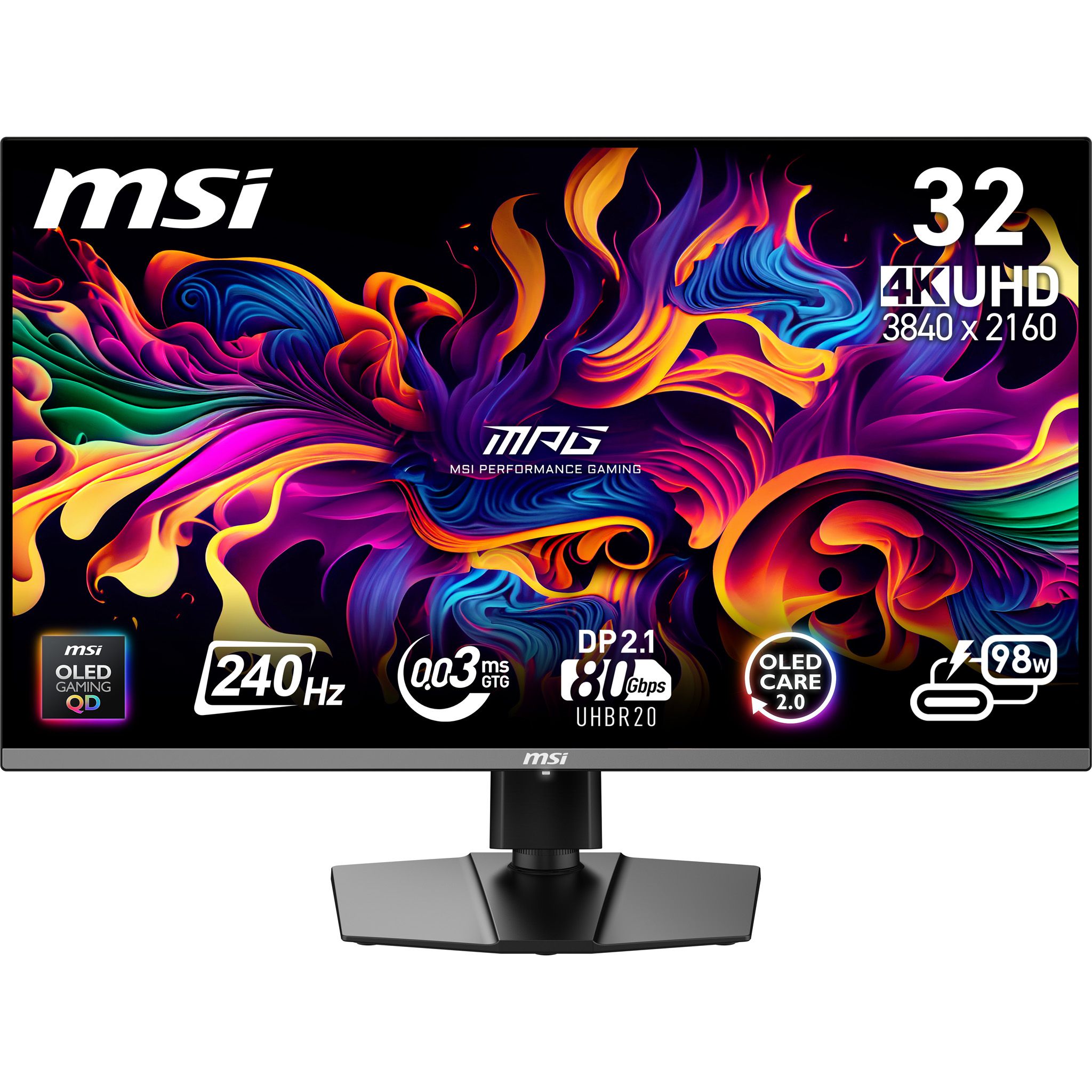 MSI MPG 322URX QD-OLED 31.5 inch 4K Gaming Monitor - 240Hz, 0.03ms, G-Sync