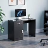 Vida Designs Hudson Computerbureau met lade en deur, thuisbureau voor pc/laptop, werkstation, werkplek, opbergkast, zwart