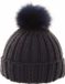 Merkloos Navy blauwe gebreide muts met pompon voor dames