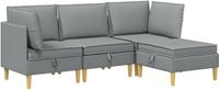vidaXL Modulaire bankset met opslag 4-zits Lichtgrijs Stof