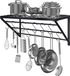 Marque non spécifiée Étagère à casseroles - Noir Métal/Acier inoxydable - 56x25x25 cm