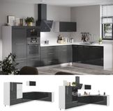 Vicco Hoekkeuken Fame-Line, Antraciet Hoogglans/Wit, 347 x 207 cm