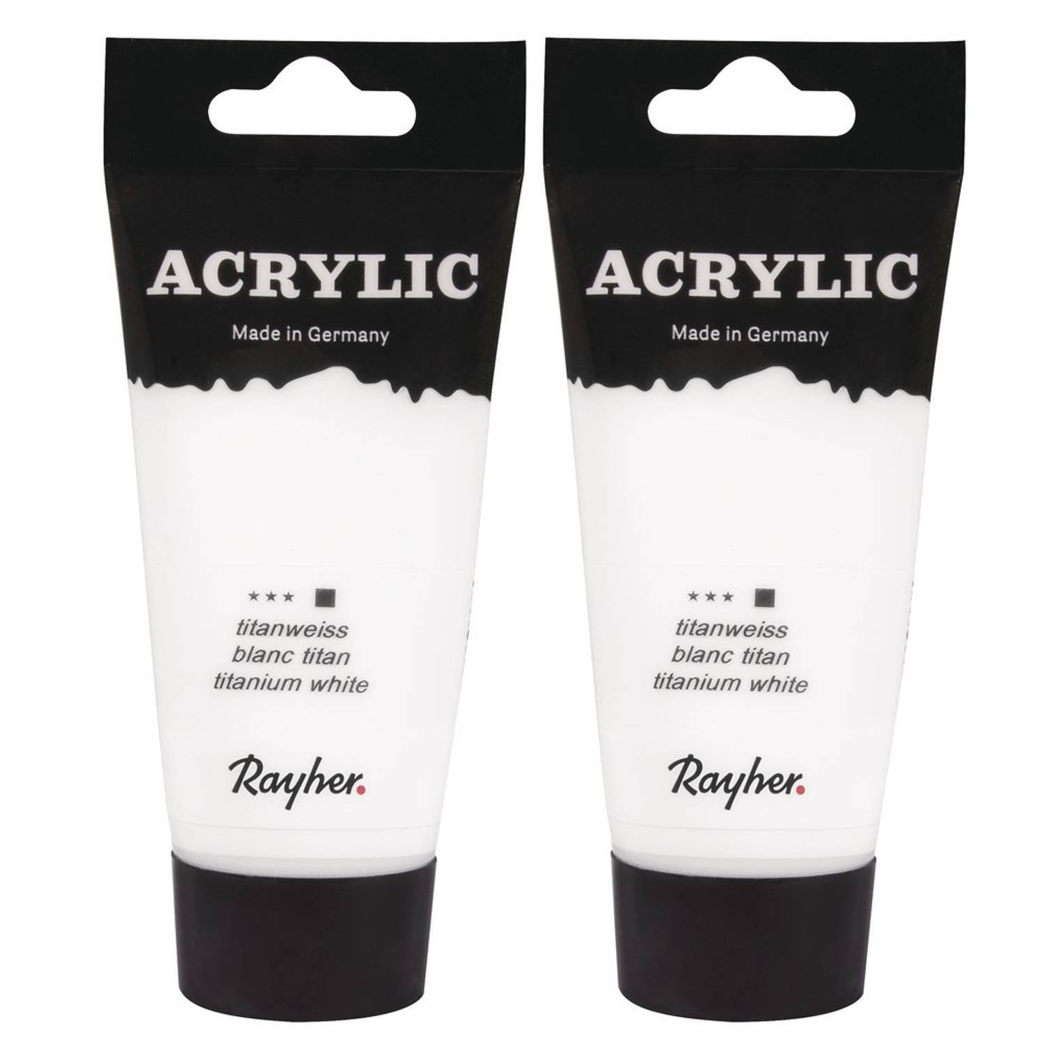 Rayher Hobby 2x tubes witte acrylverf/hobbyverf op waterbasis 75 ml - hobbyverf