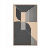 WALLARENA - Akoestisch schilderij van vilt 120x60 cm - 3D wandpaneel met lijst - Zwart/Beige