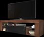 Selsey HUGO TV-kast, tv-tafel, planken van glas, 140 cm, walnoot, glanzend zwart