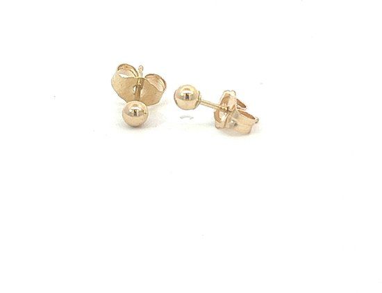 Silventi Gouden Bol Oorknopjes 3mm - Glad - 14 Karaat - Goud