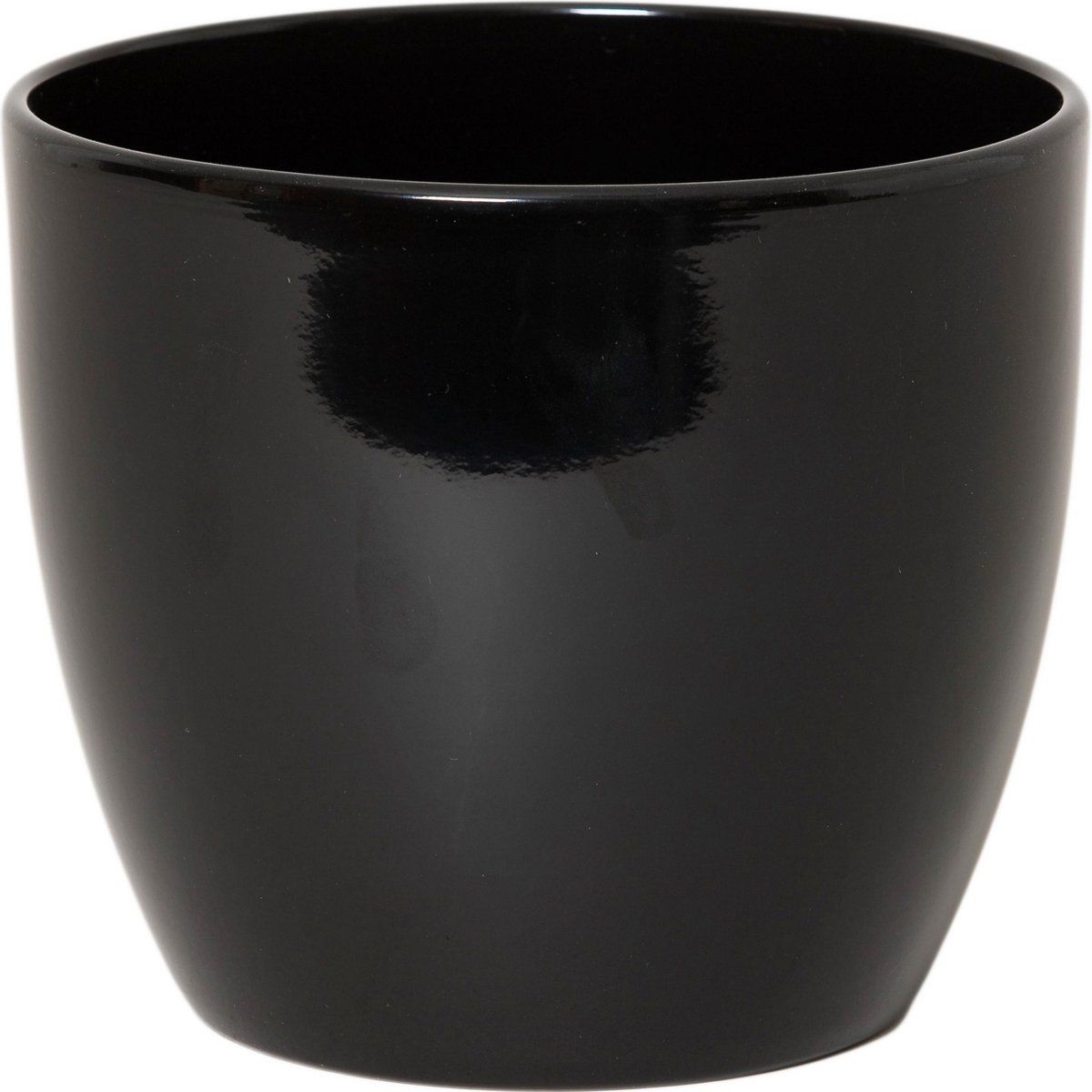 Floran Bloempot glanzend zwart keramiek H29 x D36 cm