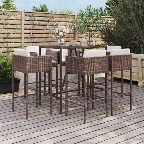 The Living Store Tuinbarset Bruin - PE-rattan - Gepoedercoat staal - 110 x 70 x 110 cm - Weerbestendig