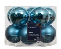 Decoris Kerstbal glas d6cm blauw 10st