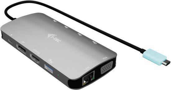 I-tec USB-C Metal Nano 3x Display (DP, HDMI and VGA) Docking Station + Power Delivery 100 W