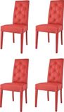 t m c s Tommychairs Chantal - Eetkamerstoelen - Set van 4 - Rood - Kunstleer & Hout