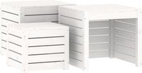 vidaXL 3-delige Tuinboxset Massief Grenenhout Wit