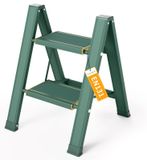 Échelle pliante à deux marches, pliable, capacité de charge 150 kg, vert