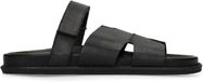 Manfield Heren Zwarte Leren Slippers Maat 44
