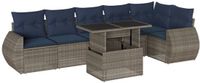 vidaXL - 7-delige dining loungeset met kussens, grijs polyrotan