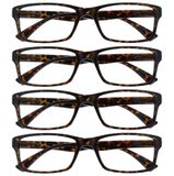 Leesbril Bruine Schildpad Lezers Waarde 4 Stuks Mannen Vrouwen UVR4092BR +2,50