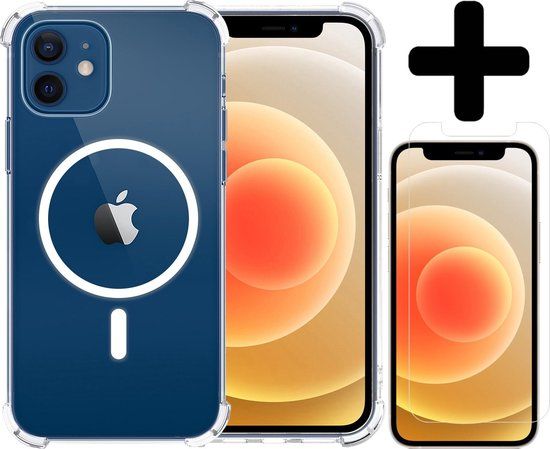 LUQ iPhone 12 Mini Case with MagSafe - Silicone Shock Proof Cover with Screen Protector - Transparent