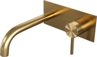 Brauer Gold Edition Inbouw Wastafelmengkraan met Gebogen Uitloop en Afdekplaat Model A1 Goud Geborsteld PVD