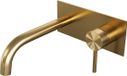 Brauer Gold Edition Inbouw Wastafelmengkraan met Gebogen Uitloop en Afdekplaat Model A1 Goud Geborsteld PVD