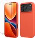 kwmobile hoes met 2x screenprotectors voor Apple iPhone 18 Pro Max / iPhone 17 Pro Max – screenprotector van gehard glas – draadloos opladen – levendig koraal