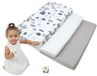 Medi Partners 3-delige hoeslakenset voor babybed, 60 x 120 cm, 100% katoen, beddengoed voor baby's, matras, kinderslaapzak, babybed (auto's, retro-wit-grijs)