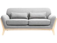 YOKO Canapé scandinave 2 places en tissu gris et bois clair