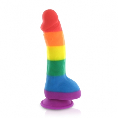 Pride Dildo - Silicone Rainbow Dildo With Balls