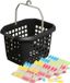Merkloos / Sans marque Jja Showroom And Head Office Wasknijpers ophang mandje/bakje - zwart - met 60x plastic soft grip knijpers