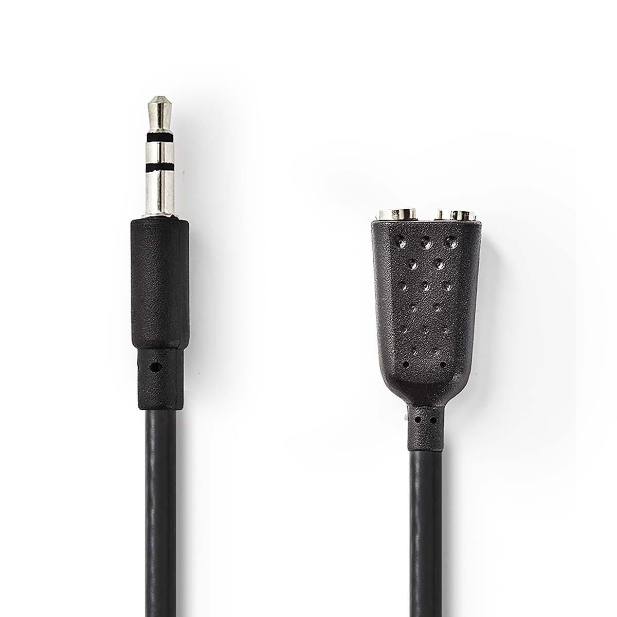 Nedis 3.5mm Male to 2x 3.5mm Female Audio Cable - 0.2m - Anthracite