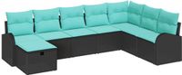 vidaXL Tuinbank Set Zwart Poly Rattan