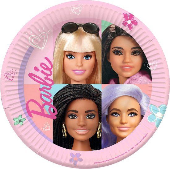 Amscan RIETHMULLER - 8 kartonnen borden Barbie Sweet Life 23 cm