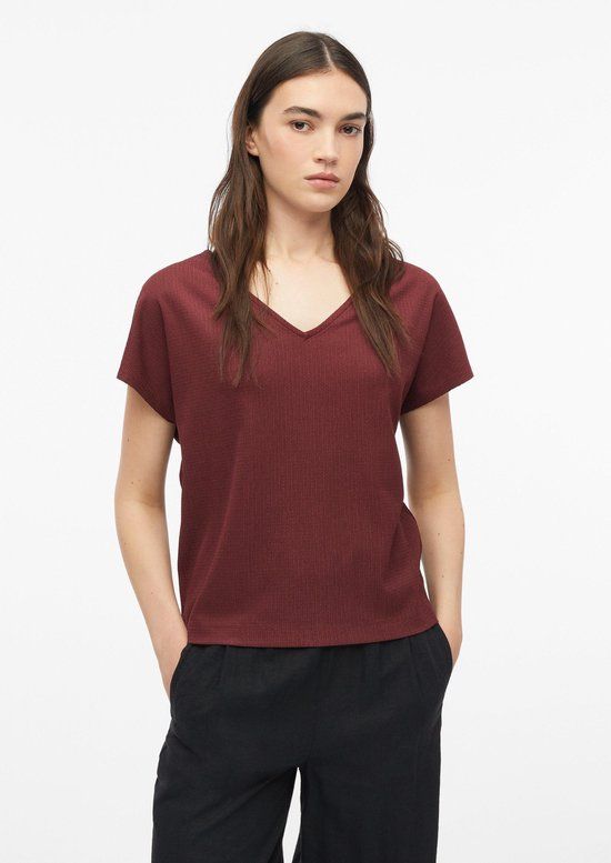 s.Oliver T-shirt V-hals Korte mouw Bordeaux