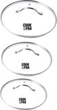 Cook & Pan Set de couvercles en verre 3 pièces Ø 20, 24 et 28 cm Universel - Sans PFAS - Avec trou d'évacuation de la vapeur