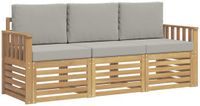 vidaXL - Bank loungeset - Massief acacia hout - Wit en lichtgrijs - 4 zitplekken