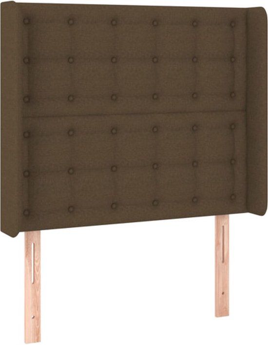 vidaXL Hoofdbord met randen 93x16x118/128 cm stof donkerbruin