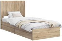 vidaXL Bedframe met opbergruimte en hoofdbord Sonoma Eiken 90 x 200 cm