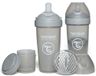 Twistshake 2x Pro Double Anti-Koliek Babyfles met Melkpoedercontainer en Mixer - 330 ml | Snelle Stroom Siliconen Borstachtige Speen | BPA-Vrije Babyfles | Geschikt voor Baby's Vanaf 4m+ | Grijs