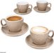 MamboCat Hexa Beige 4-delige set koffiekopjes met schotels van keramiek