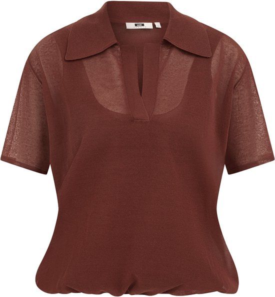 WE Fashion Dames THE SHEER POLO Bruin XS