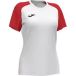 Joma Sportshirt Dames Academy IV Wit/Rood Polyester Korte Mouw Maat M