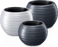 Prosperplast Maze bloempot plantenbak 2in1 incl. Sierpot weerbestendig voor binnen en buiten - Antraciet