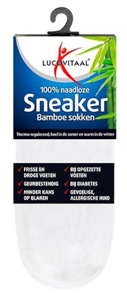 Lucovitaal Sneaker Bamboesokken Wit Maat 43-46